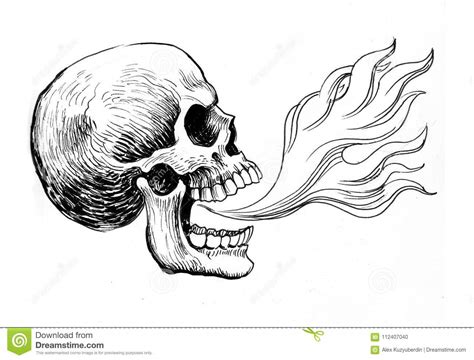 This tutorial is on how to draw a fiery skull, step by step. Skull and flames stock illustration. Illustration of ...