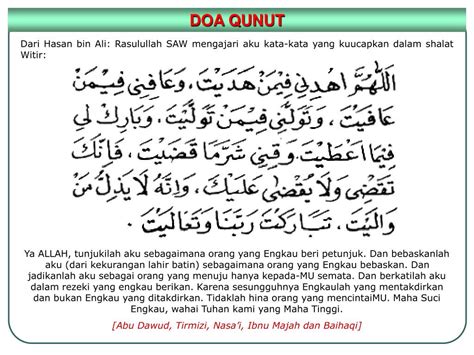 Bacaan Doa Qunut Subuh Lengkap Dengan Arab Latin Dan Artinya