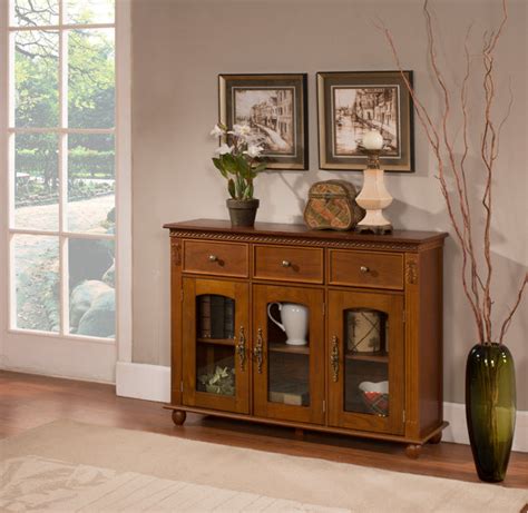 Finn Sideboard Buffet Server With Wine Rack Glass Cabinet Doors Storage Drawers And Open Shelf