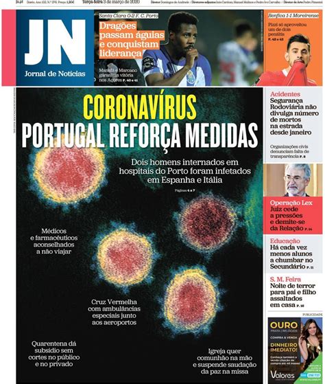 Capa Jornal De Notícias 3 Março 2020 Capasjornaispt