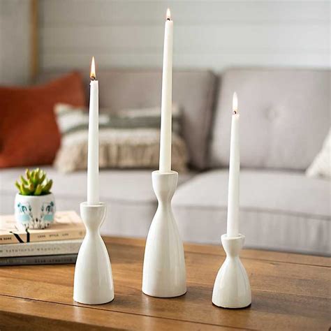 White Ceramic Taper Candle Holders Set Of 3 From Kirkland S White Candle Holders Taper
