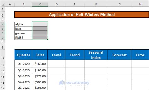 Perform Holt Winters Exponential Smoothing In Excel With Easy Steps