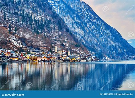 Hallstatt On The Bank Of Hallstattersee Lake Salzkammergut Austria