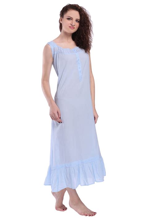 Womens Sleeveless Victorian Style Nightgown Sleepwear Cotton Long Nightdress Ebay