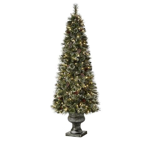 65 Ft Potted Pre Lit Christmas Trees Artificial Christmas Trees The Home Depot