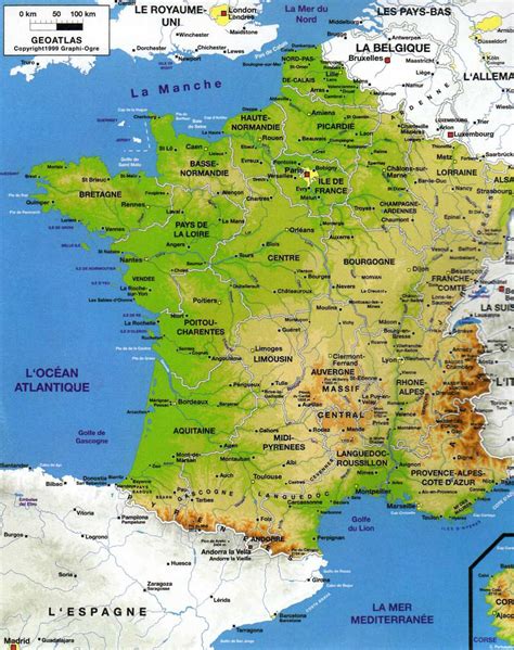 Carte De France Départements Villes Et Régions Arts Et Voyages