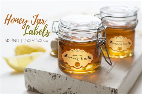 40 Honey Jar Labels Png 254285 Labels Design Bundles