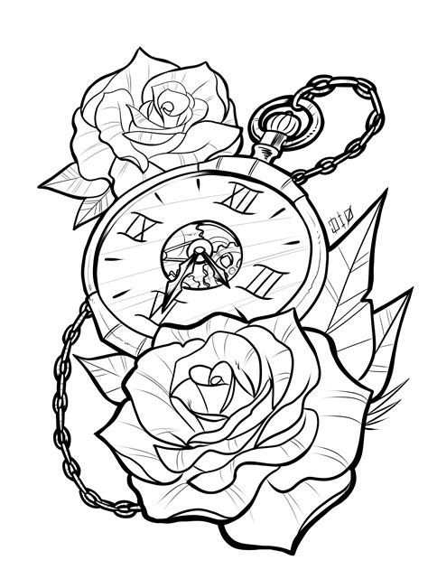 Roses are perennial (meaning they grow in all seasons of the year, okay, okay i know you know this stuff) of which there are over 100 types of roses from hybrids (a mixture of two things or more) to. Pocket Watch With Roses Drawing | Free download on ClipArtMag