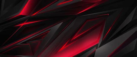 Black Red Abstract Polygon 3d 4k Red Gaming