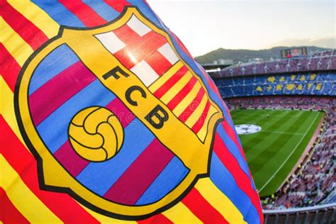 Flag Of Fc Barcelona At Stadium Nou Camp Editorial Stock Image Image