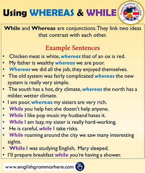Using Whereas And While Example Sentences English Grammar Here