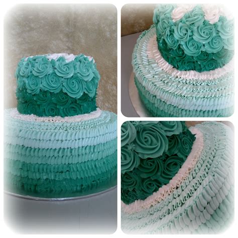 Allcupcakestory Turquoise Rosette Wedding Cake