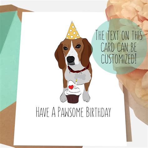 Beagle Birthday Cards Have A Pawsome Birthday Custom Dog Etsy