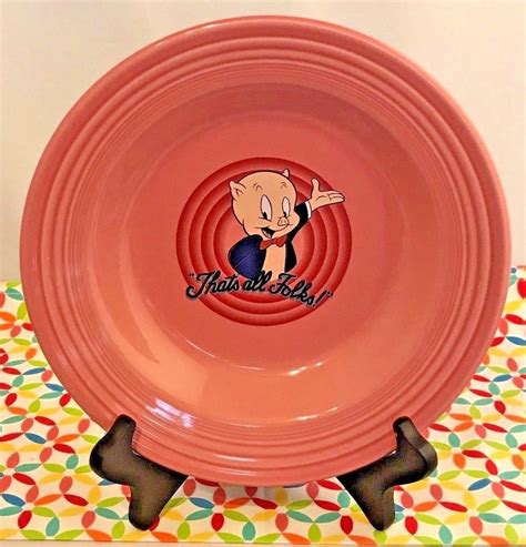 Fiestaware Looney Tunes Porky Pig Rose Rimmed Soup Bowl Fiesta Warner