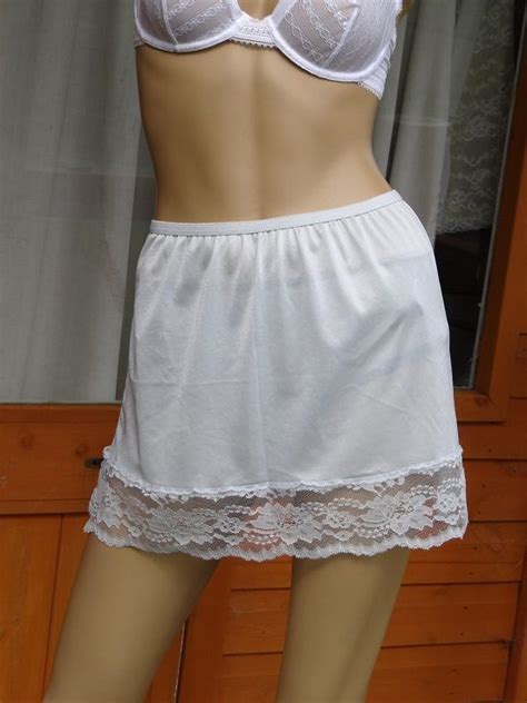 Soft Satin Half Slip Mini Frilly Lace Sissy Petticoat Skirt Sizes