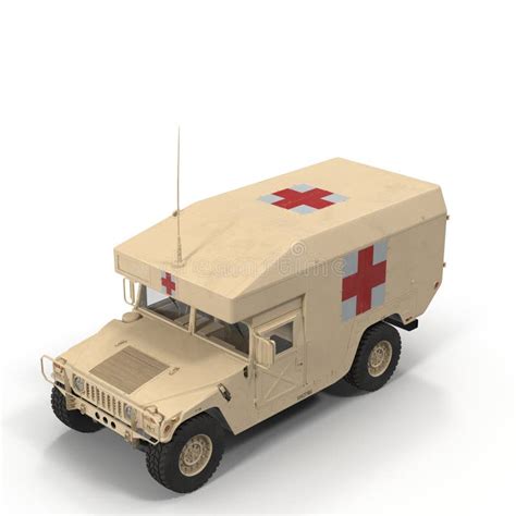 American Armored Medical Vehicle Hmmwv Humvee On White 3d Illustration