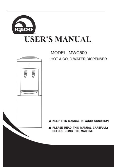 Igloo Mwc500 Water Dispenser User Manual Manualslib
