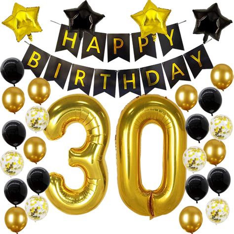 30th Birthday Party Decorations Kit Happy Birthday Banner 30th Gold