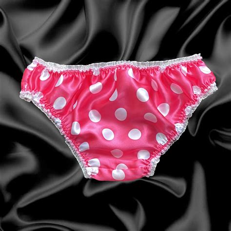 Culotte Bikini Rose Chaud Satiné Polkadot Frilly Sissy Culotte Snips Taille 10 20 Ebay