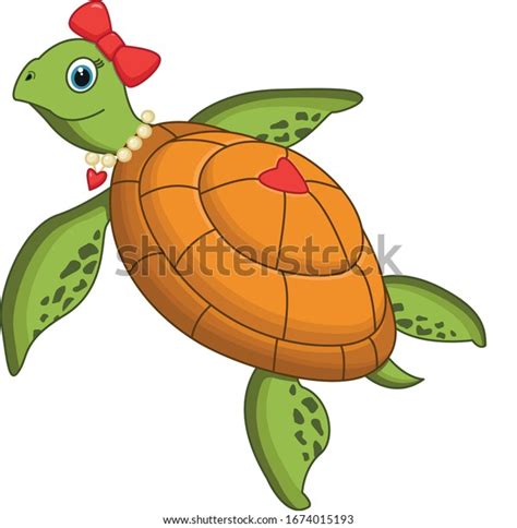Cute Turtle Girl Illustration Children Vector Stock Vector Royalty