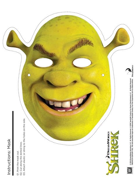 Shrek Photo Booth Props Print Free Printable Shrek Mask Any Tots