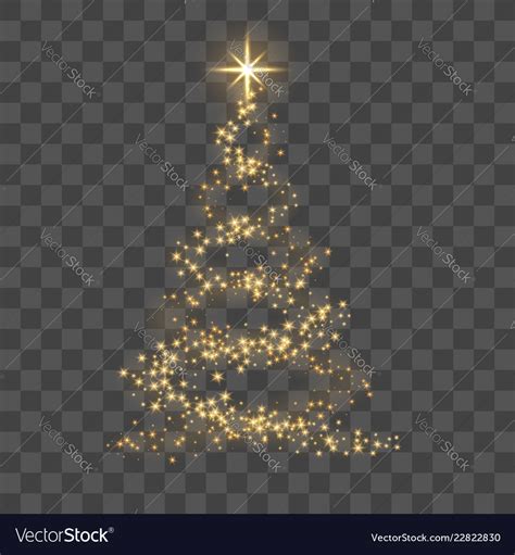 Gold Christmas Tree On Transparent Background Vector Image