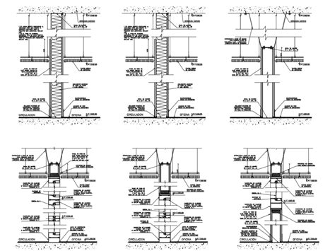 Dry Wall Partition And Constructive Structure Cad Drawing Details Dwg