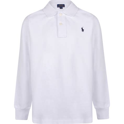 Ralph Lauren Boys Long Sleeve Polo Shirt In White — Bambinifashioncom