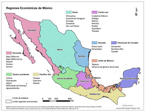 Mapa De Regiones Económicas De México Descargar Mapas