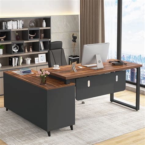Buy Tribesigns L Shaped Desk With Drawers Inch Executive Office