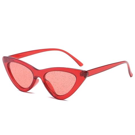Yooske 2018 Brand Small Triangle Sunglasses Women Retro Shining Crysta Moflily Cat Sunglasses