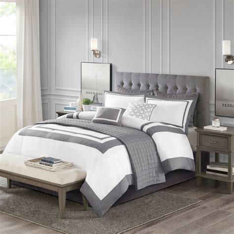 Heritage Gray And White 8 Pc Comforter Bed Set By Madison Park