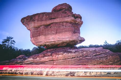 Itap Of Balance Rock At Night In Colorado Springs Balanced Rock