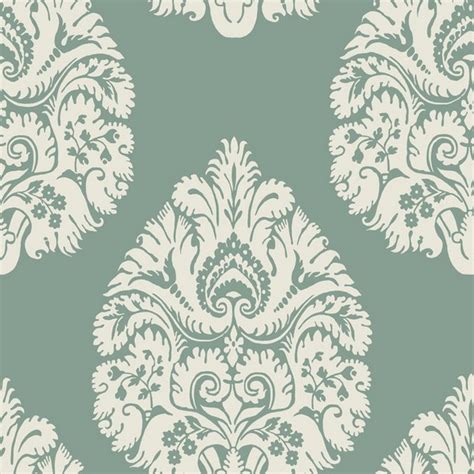 Kt2146 Teal Teardrop Classic Damask Wallpaper