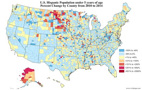Us Hispanic Population Under 5 Years Of Age Percent Change By County