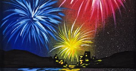 Fireworks Over Water Acrylic Painting For Beginners Step By Step By The