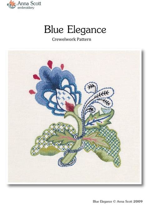 Pattern machine embroidery design download this design. PDF Download - BLUE ELEGANCE, Crewel work pattern | Crewel ...