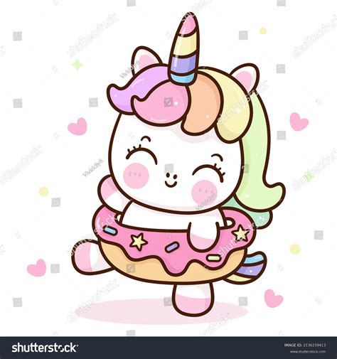Cute Unicorn Cartoon Sweet Donut Yummy Stock Vector Royalty Free