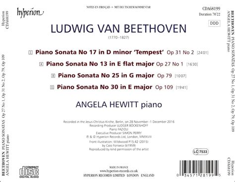 Angela Hewitt Beethoven Piano Sonatas Op27 No1 Op31 No2 Op79