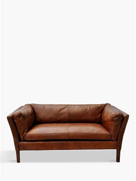Halo Groucho Small 2 Seater Leather Sofa Antique Whisky At John Lewis