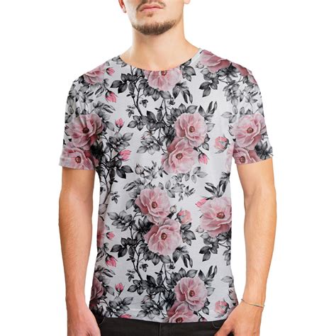 Camiseta Masculina Floral E Folhas Estampa Digital Elo7