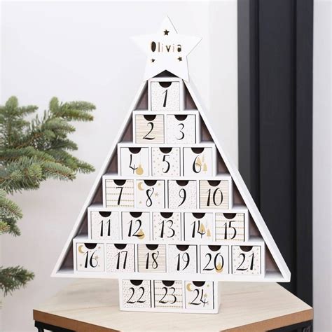 Personalised Wooden Christmas Tree Advent Calendar By Lisa Angel