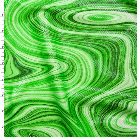 Cali Fabrics Lime Green Paint Swirl Dot Glossed Poly Knit Fabric By The