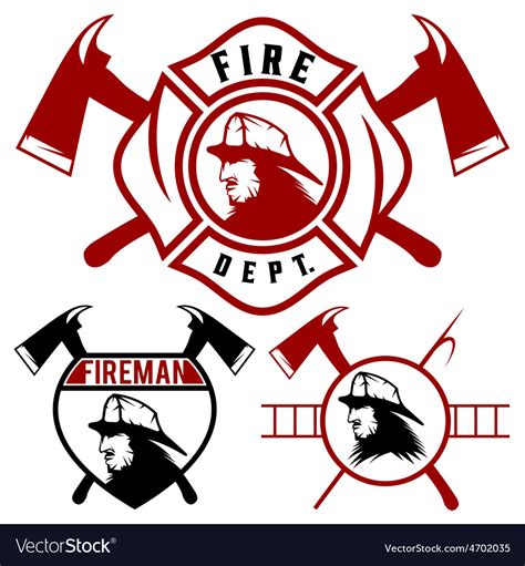 Set Of Fire Department Emblems And Badges Vector Image