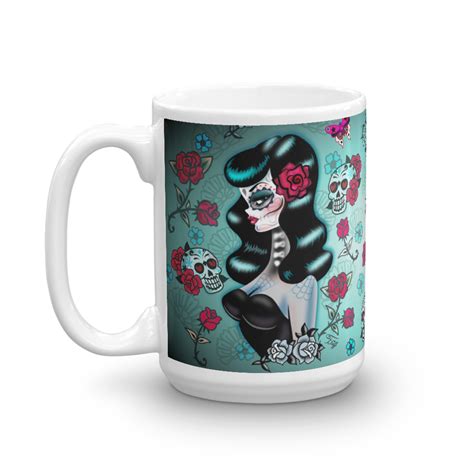 Raven Haired Sugar Skull Pinup • Mug Miss Fluffs Boutique