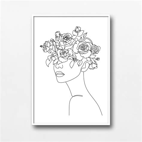 Drawing Heads Line Drawing Flower Outline Flower Art Minimalist