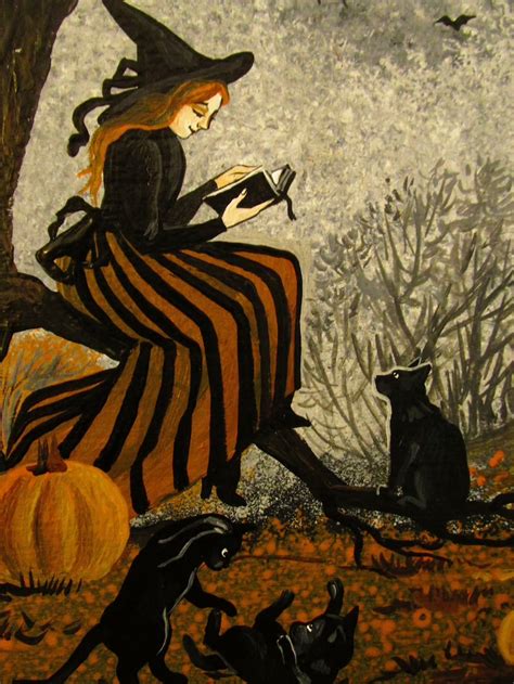 Witchs Story 4x6 Halloween Witch Black Cat Ryta Print Of Etsy Halloween Bedroom Fall