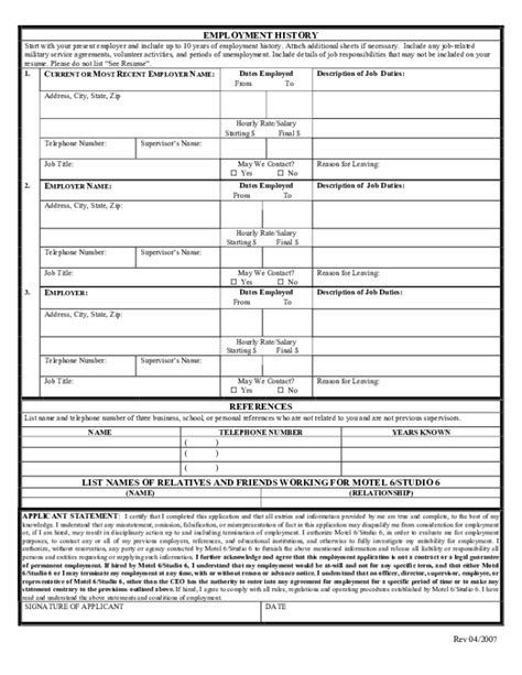 Identity thief, arrested in addison motel 6 room that reeked of weed,. Free Printable Motel 6 Job Application Form Page 2