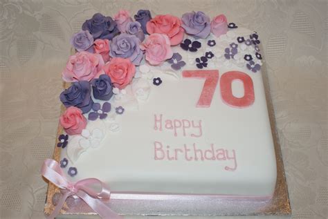 Pink And Purple Rose 70th Birthday Cake Cake 70th Birthday Cake