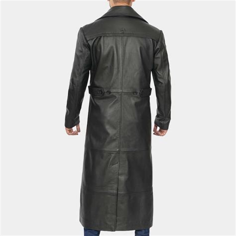 Mens Blade Wesley Snipes Black Leather Trench Long Coat Safyd